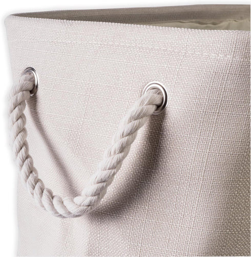 DII, Collapsible Variegated Polyester Storage Bin with Cotton Handles Medium Cream by DII