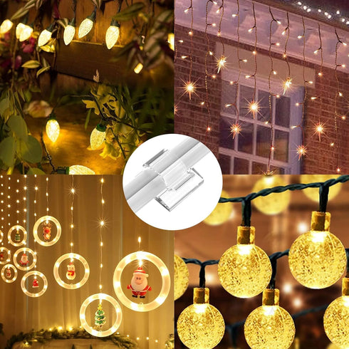 45 PCS Christmas Light Clips , Clear Adhesive Hooks for Outdoor String Lights, Outdoor Light Clips for Hanging Rope