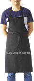 Black Professional Resist Water Adjustable Extra Long Bib Apron - 3 Pockets for Home Kitchen, Garden, Restaurant