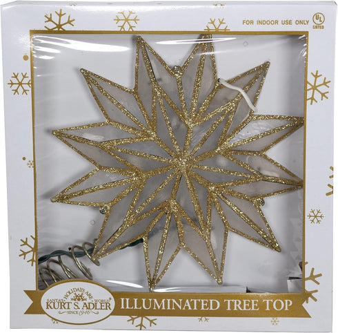 Kurt S. Adler 9.06-Inch UL 10-Light 12-Point Gold Capiz Star Treetop Tree Topper
