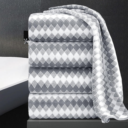 Bath Towel Set Gray 4Pack-35x70 Towel,600GSM Ultra Soft Microfibers Bathroom Towel Set