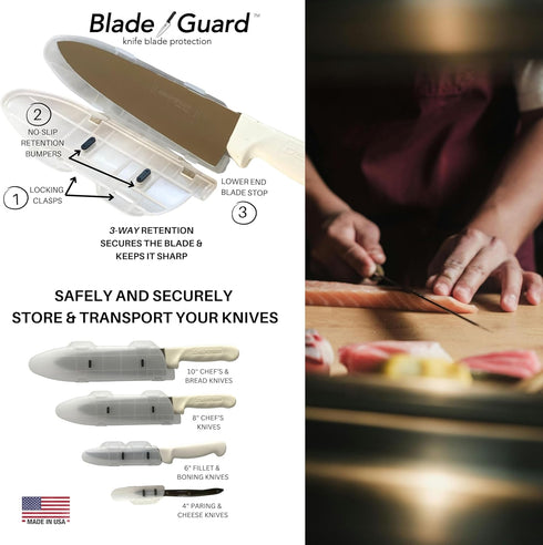Blade Guard Knife Blade Protection Cover, Secure Fit Sheath for Storage or Transport, Dishwasher Safe BPA-Free, Clear
