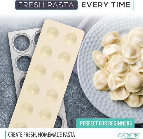 O’Creme Ravioli Maker for 12 Circles, Each 1-7/8 Inch, with Non-Stick-Coated Metal Cutting Tray