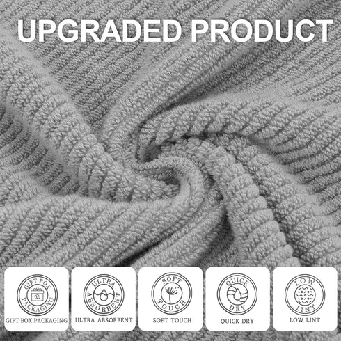 6PC (13"x13") 100% Set, VOOVA & MOVAS Grey Washcloths - Cotton | Lightweight | Thick | Quick Dry | Soft | Absorbent