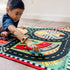 Race Track Play Rug with Wooden Cars for Kids