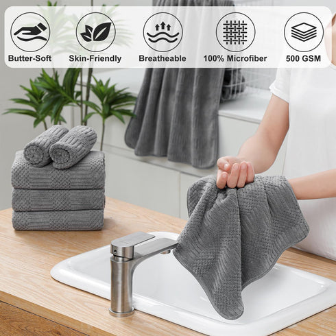 Set Pack 12 4 4 4 Belista Towel of Family Towels, Bath Towel, Hand Towels, Washcloths - MicrofiberTowels Quick Dry