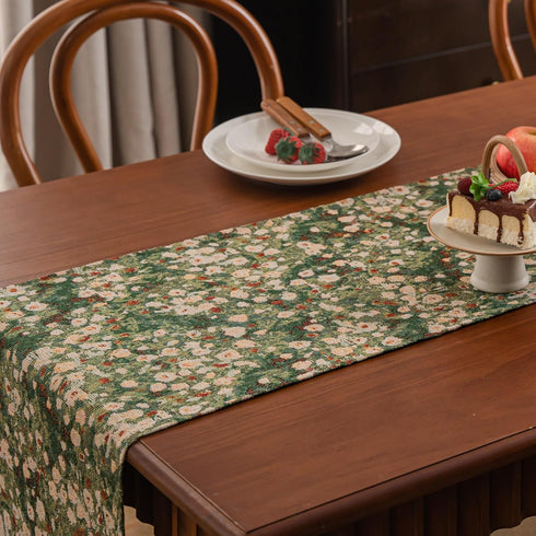 Summer 13 94 Inch Floral Spring Table Runner for Living Room Jacquard Flower Dining Table Runner with Tassels Modern
