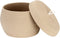 Sea Team Decorative Woven Cotton Rope Storage Basket with Lid, 13 x 9 Inches, Khaki Organizer for Snacks, Towels
