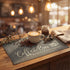 Set 2, Artoid Mode Coffee Bar Mat of Plastic Vinyl Washable Woven Non-Slip Table Mats for Coffee Machine Decor,Dark