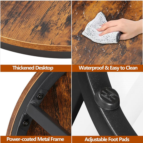 Set 2 SUPER DEAL Small Round Coffee Tables for Living Room Apartment, of Industrial Nesting Side End Table w/Wooden