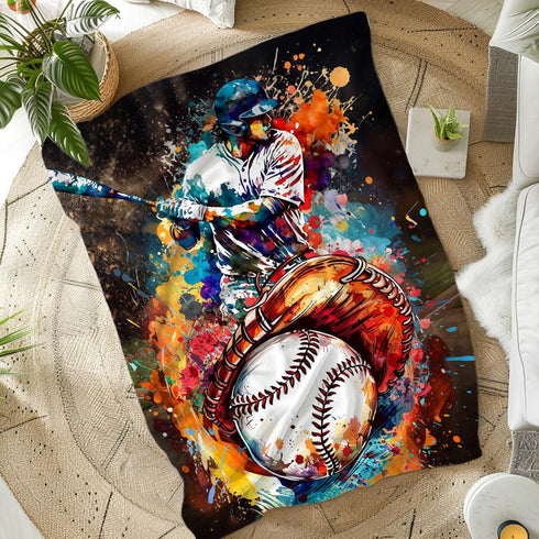 80x60 Inches Cozy Baseball Blanket for Adults Sports Team Lovers, Lightweight Warm Flannel Baseball Boys Throw Blankets