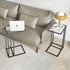 UHGD001B YMYNY C-Shaped End Table, Tempered Glass Sofa Side Table, TV Tray CouchTable That Slide Under for Small Space