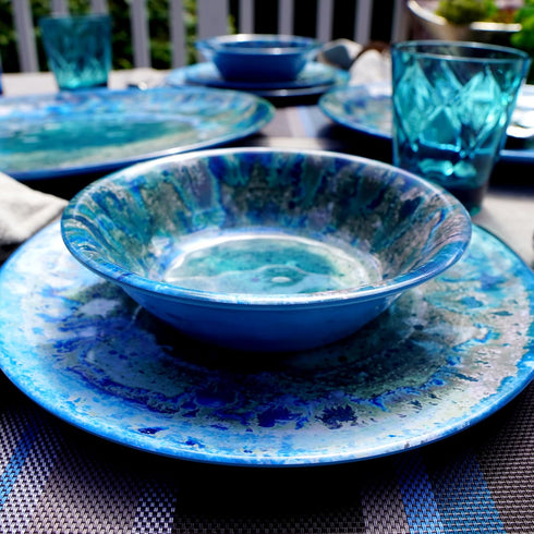 Radiance Teal Melamine 7.5" All Purpose Bowl Set of 6 - Deep Break-Resistant Bowls for Salad, Soup, Pasta, Snacks