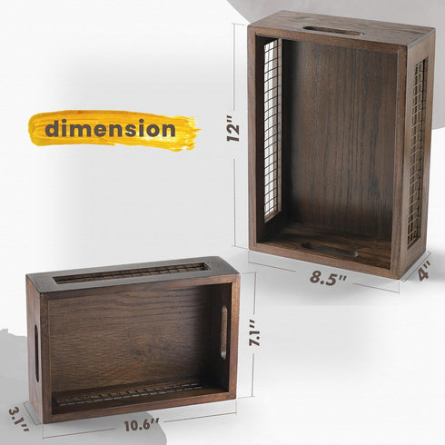 Set of 2 Wooden Countertop Baskets for Kitchen, Bathroom, Pantry | Rustic Nesting Boxes, Wall Mount Upgrade