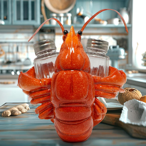 Set Hodao Lobster With Salt and Pepper Shaker Figurines Decoration Lobster with Holder Figurine for Beach Bar