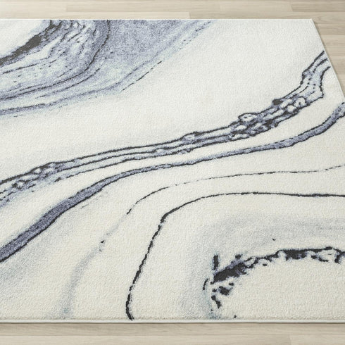 LUXE WEAVERS Abstract Modern Marbled Blue Area Rug - 2x3