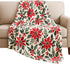60 50 Poinsettias Cozy Serafina Home Holiday Christmas Fleece Throw Blanket- x Plush White Throw with Red Green Holly