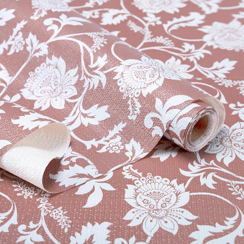 RAY STAR Shelf Liner, Non-Adhesive Pink Floral Kitchen Cabinet Liner, Strong Grip Non-Slip, 18 Inch x 8 FT (4 Rolls)
