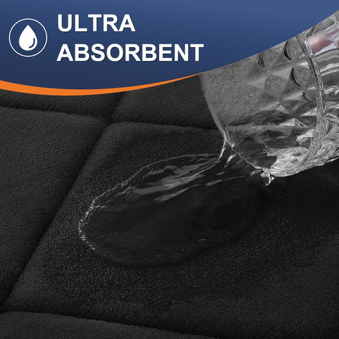 OLANLY Memory Foam Bath Mat 30x20, Ultra Soft Absorbent Bathroom Rug, Machine Washable Black Bath Carpet