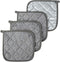 MAQIHAN Cotton Pot Holders for Kitchen, 4pcs Square Hot Pads Set, Gray 7 Inch Terry Cloth
