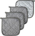 MAQIHAN Cotton Pot Holders for Kitchen, 4pcs Square Hot Pads Set, Gray 7 Inch Terry Cloth