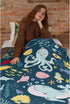 Cozy 6050 Thuswarm Cute Blue Sea Creatures Octopus Whale Flannel Blanket for Autumn Winter Gifts Warm Soft Funny Print