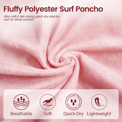 Swimmer Surf Poncho Hooded Beach Towel, Quick Dry Terry Cloth, Extra Large Changing Robe with Pockets for Adults