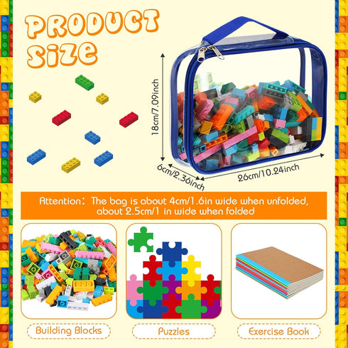 Sanwuta 6 Packs Toy Storage Bags, Waterproof PVC Organizing Bags with Zipper for Kids Books, Small Toys, Puzzles