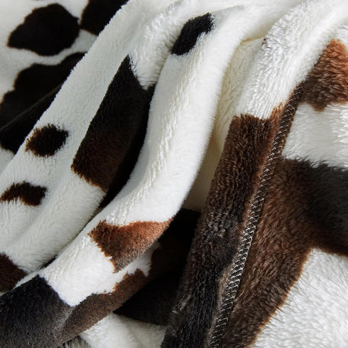 Cozy 90"*90" Bliss Cow Print Throw Blanket for Bed - Super Fuzzy Thick Soft Warm Fleece Blankets for Couch & Room Dcor