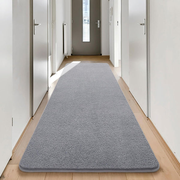 Keeko 2x6 Washable Hallway Runner Rug, Grey Soft Indoor Low Pile Non Slip Memory Foam Carpet for Bedroom Kitchen Living