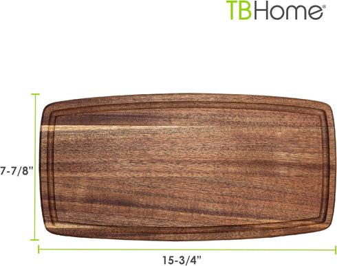 Acacia Wood Cutting Board with Juice Groove, 15-3/4" x 7-7/8" for Kitchen