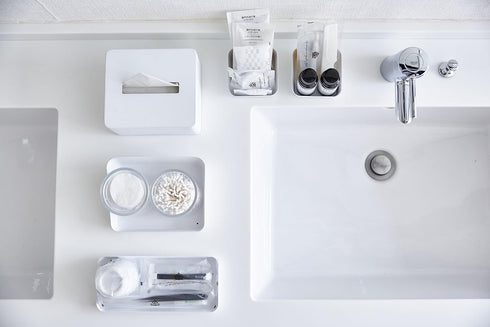 Yamazaki Home Space Saving Vanity Tray, Steel, Flat, White
