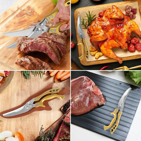 ANDONG Heavy Duty Kitchen Poultry Shears with Serrated Edge, Spring Loaded Kitchen Scissors, Professional Chicken