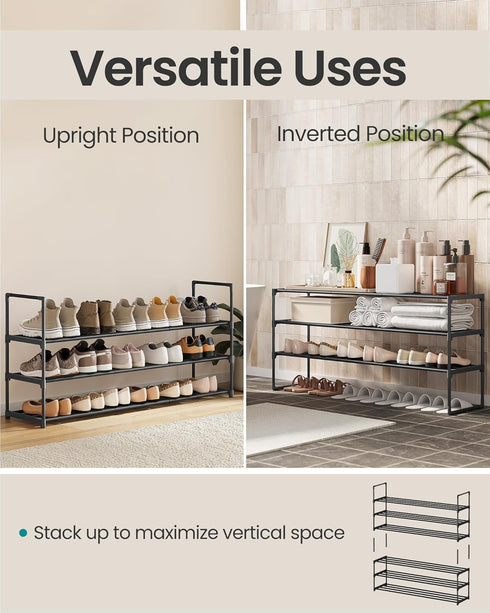 3-Tier 20-24 11.8 46.1 21.7 Inches, ULSA033B01 SONGMICS Shoe Rack, Shoe Organizer, Metal Storage Shelf, Upright
