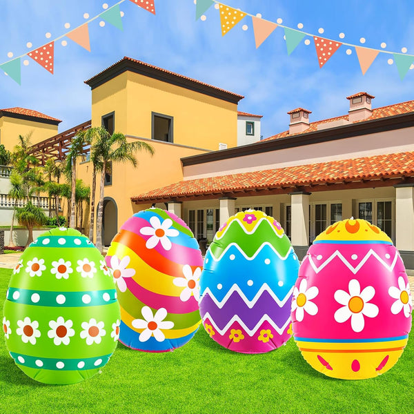Liliful 4 Pcs 40 Inch Giant Inflatable Easter Eggs Decorations Colorful Large