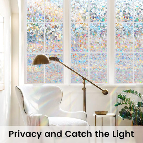 DOWELL Window Privacy Film, Rainbow Decorative Stained Glass Clings, 23.6 x 78.7 inches