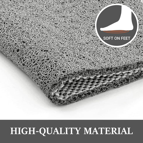 LuxStep Shower Mat - 24x16 inch Non-Slip Bath Mat with Drain, Quick Drying PVC Loofah for Tub, Shower, Bathroom (Grey)