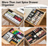 Idcymoul 3-Tier (11"-22" Spice Drawer Organizer Expandable Wide), Spice Rack for Cabinet with Funnel & Spice Labels