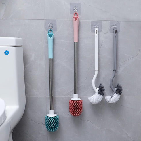 2Pcs Curved Toilet Bowl Brush Without Holder, Durable Bathroom Cleaning Brushes for Deep Cleaning (Gray+White)