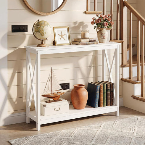 2-Tier 11.8" 39.4" 31.6" ZENY Console Table, Entryway Table, Narrow Sofa Table with Shelves, Entrance Table for Living