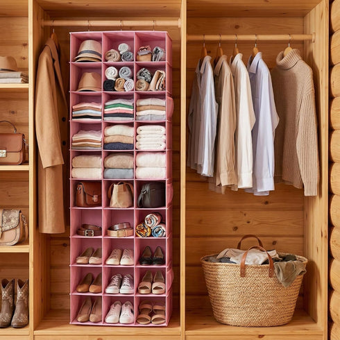 Closet, 30 Closet Pink,17" W11.5" 48" coastal rose Hanging Shoe Organizer for Sections Hanging Organizers and Storage