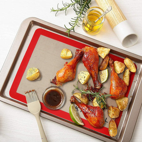 Silicone Baking Mats Small Quarter Sheet, BPA Free Cooking Essentials, Baking Sheets for Oven Cookies & Pizza