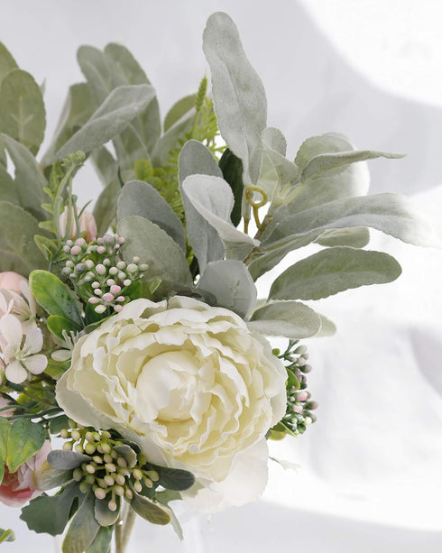 SUUKI Faux Lambs Ear Stems (5Pcs) Flocked Artificial Greenery for Home Wedding DIY Craft Floral Arrangement