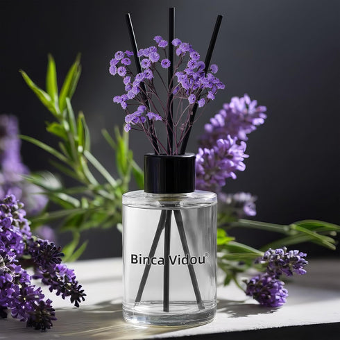 Reed Diffuser, Binca Vidou Lavender Reed Oil Diffusers Set, 2.7oz (80ml) for Office Decor