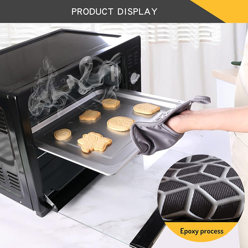 Oven Mitts and Pot Holders Set, 6pcs Thick Cotton Gloves High Heat Resistant with Non-Slip Surface