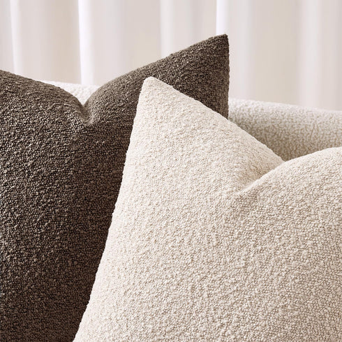 Pack 2 Cozy 24 24 Inch ANRODUO of Textured Boucle Throw Pillow Covers Soft Beige Euro Decorative Accent Solid Pillow