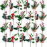 WILLBOND Artificial Christmas Tree Picks, 24 Pcs Red Berry Pine Picks for Crafts, Party Decor, Classic Style