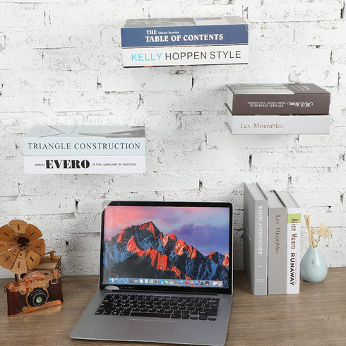 6 Jetec Pieces Invisible Floating Bookshelf for Wall Mount Iron Floating Book Shelves Multipurpose Hidden Hanging