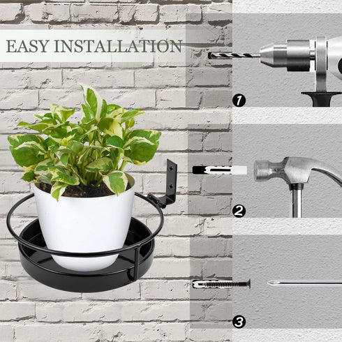ARTORA 2 Pack Wall Mounted Plant Holder, Metal Flower Pot Wall Hanging Shelf Black Indoor Outdoor Decorative Floating