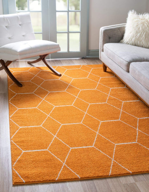 Unique Loom Trellis Frieze Collection Area Rug - Geometric Design (2' x 3' 1", Orange/Ivory)